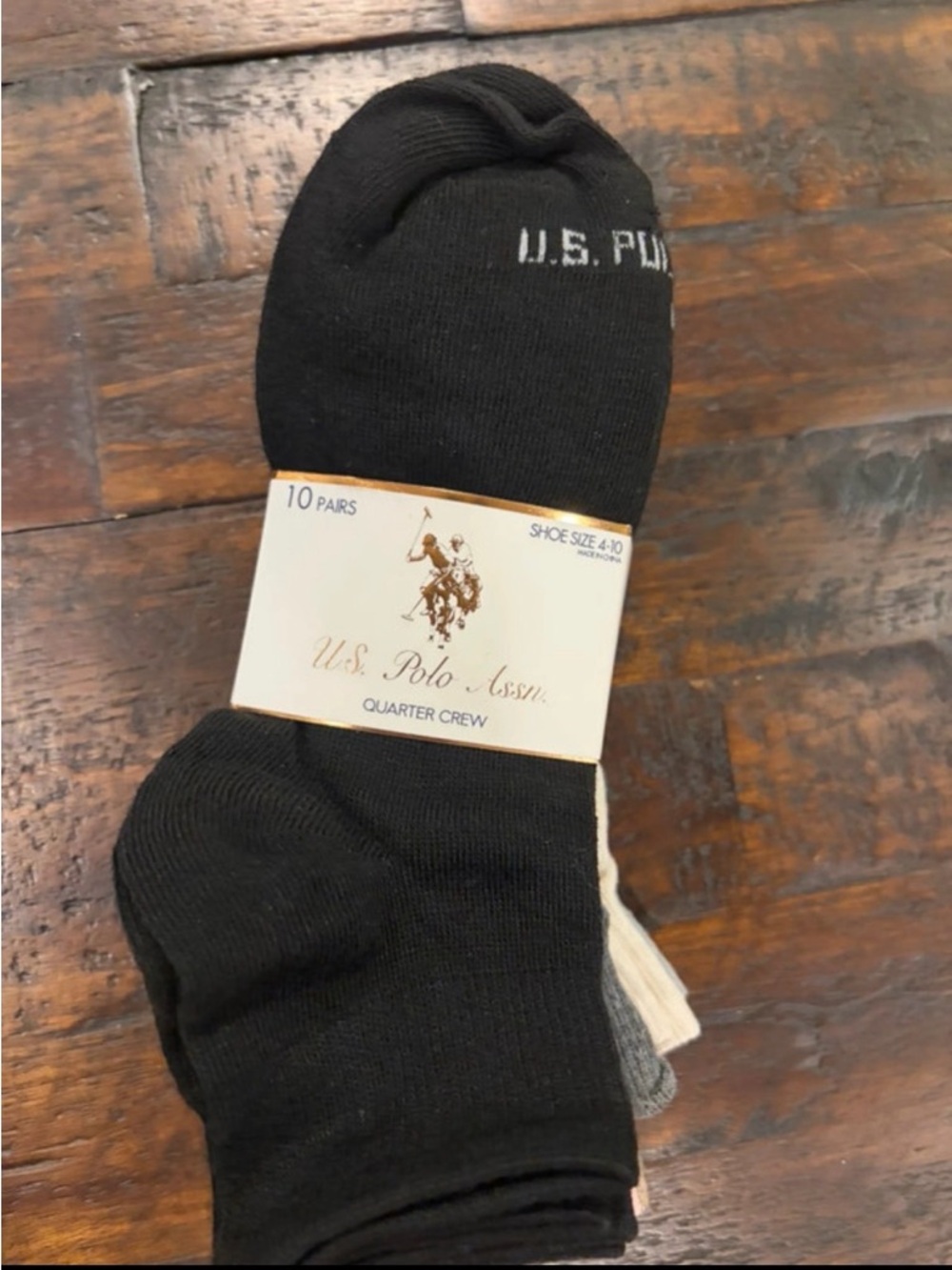 U.S. Polo Assn. Black Quarter Crew Socks 10-Pack